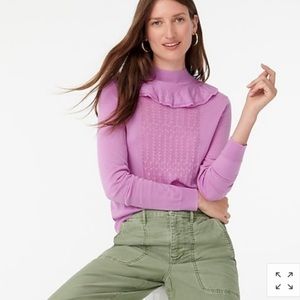 J Crew Ruffle mockneck sweater